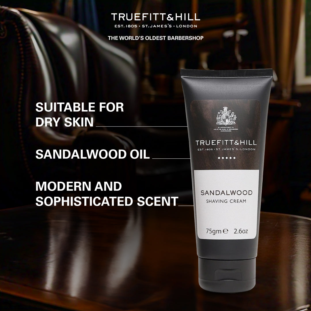 Truefitt & Hill Sandalwood Shaving Cream Tube for Men75gm - Truefitt & Hill India