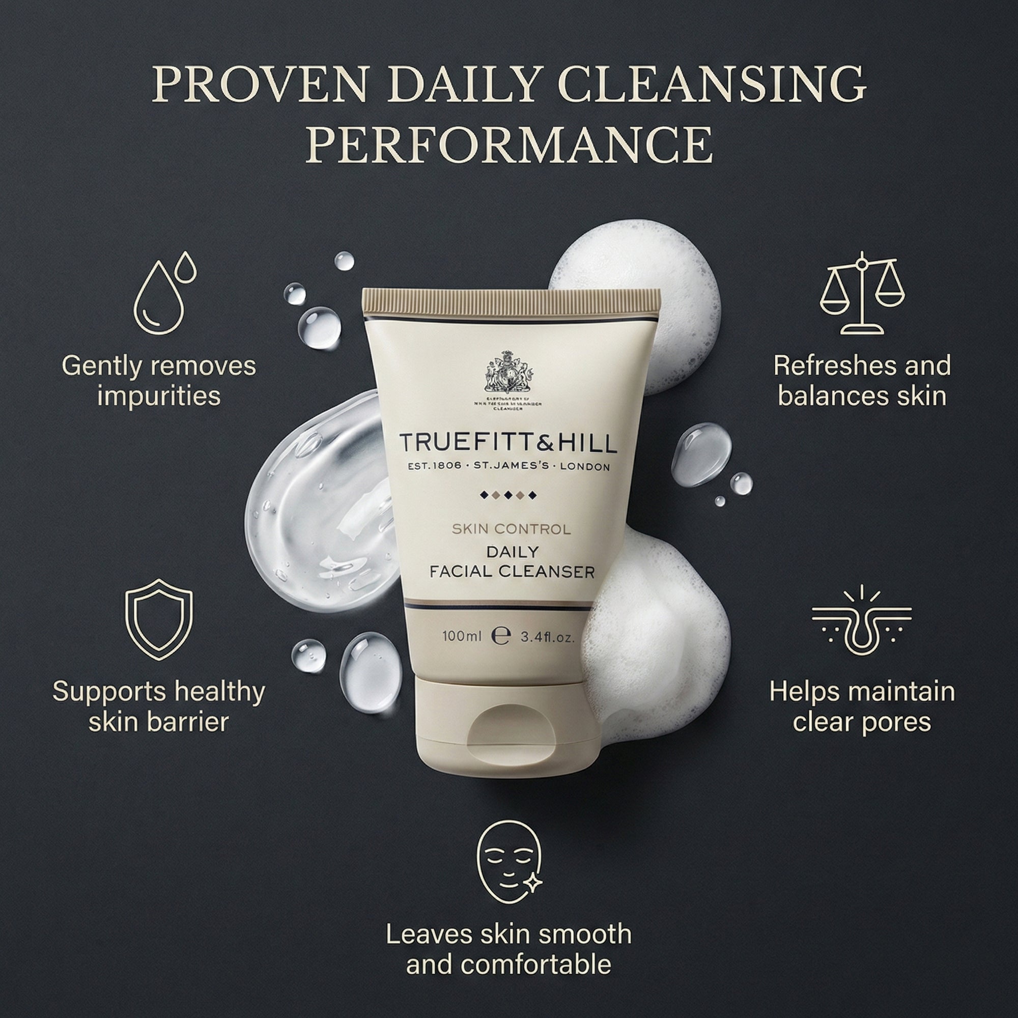 Truefitt & Hill Skin Control Facial Cleanser for Men 100ML - Truefitt & Hill India