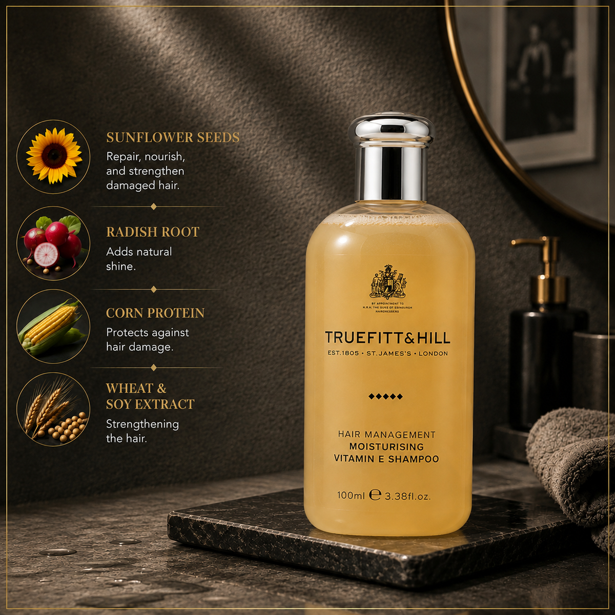 Truefitt & Hill Hair Management Moisturizing Vitamin E Shampoo for Men 100ml