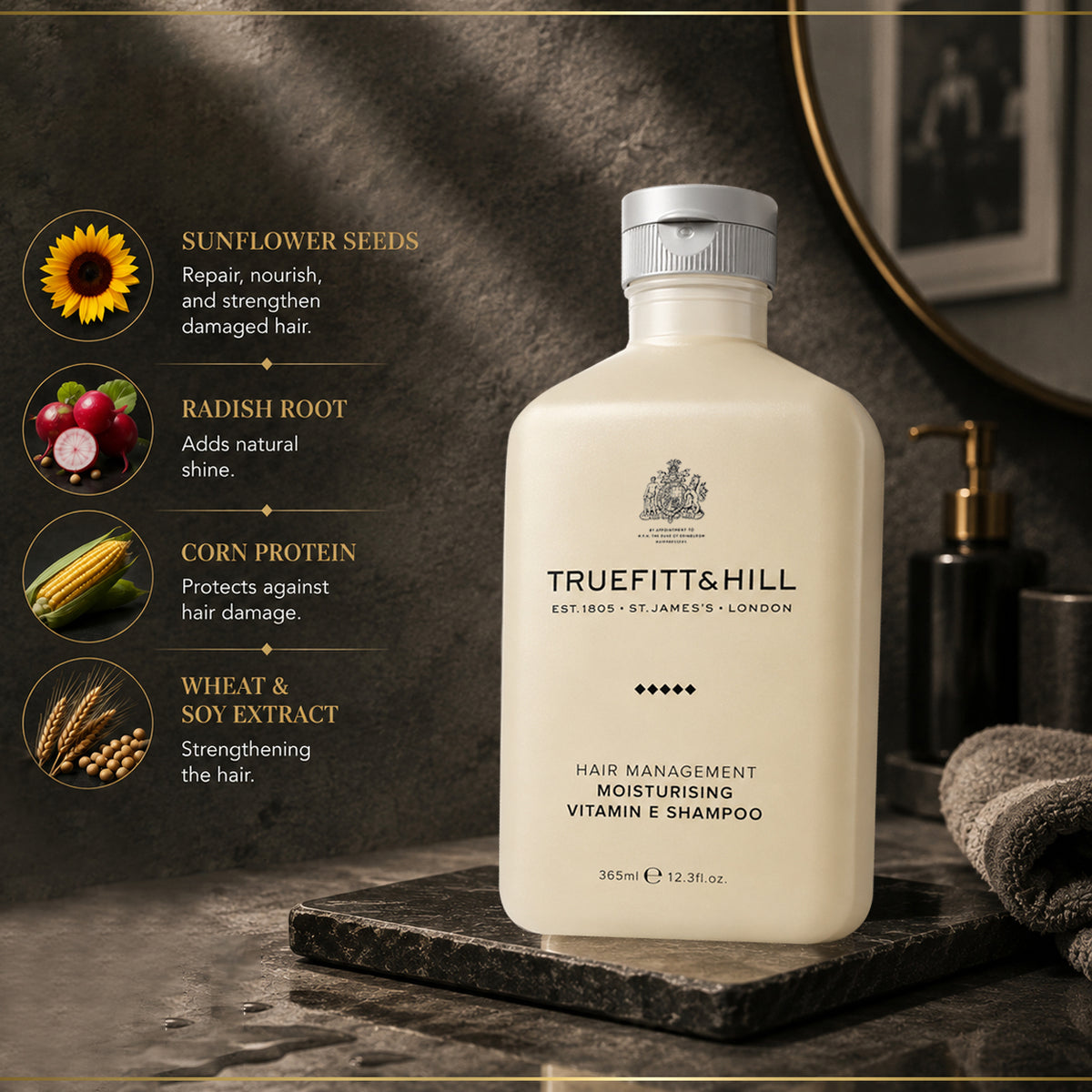 Truefitt & Hill Hair Management Moisturizing Vitamin E Shampoo for Men 365ml