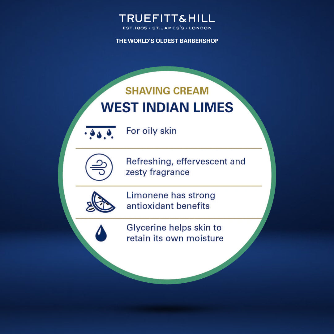 Truefitt & Hill West Indian Limes Shaving Cream Bowl for Men 190gm - Truefitt & Hill India