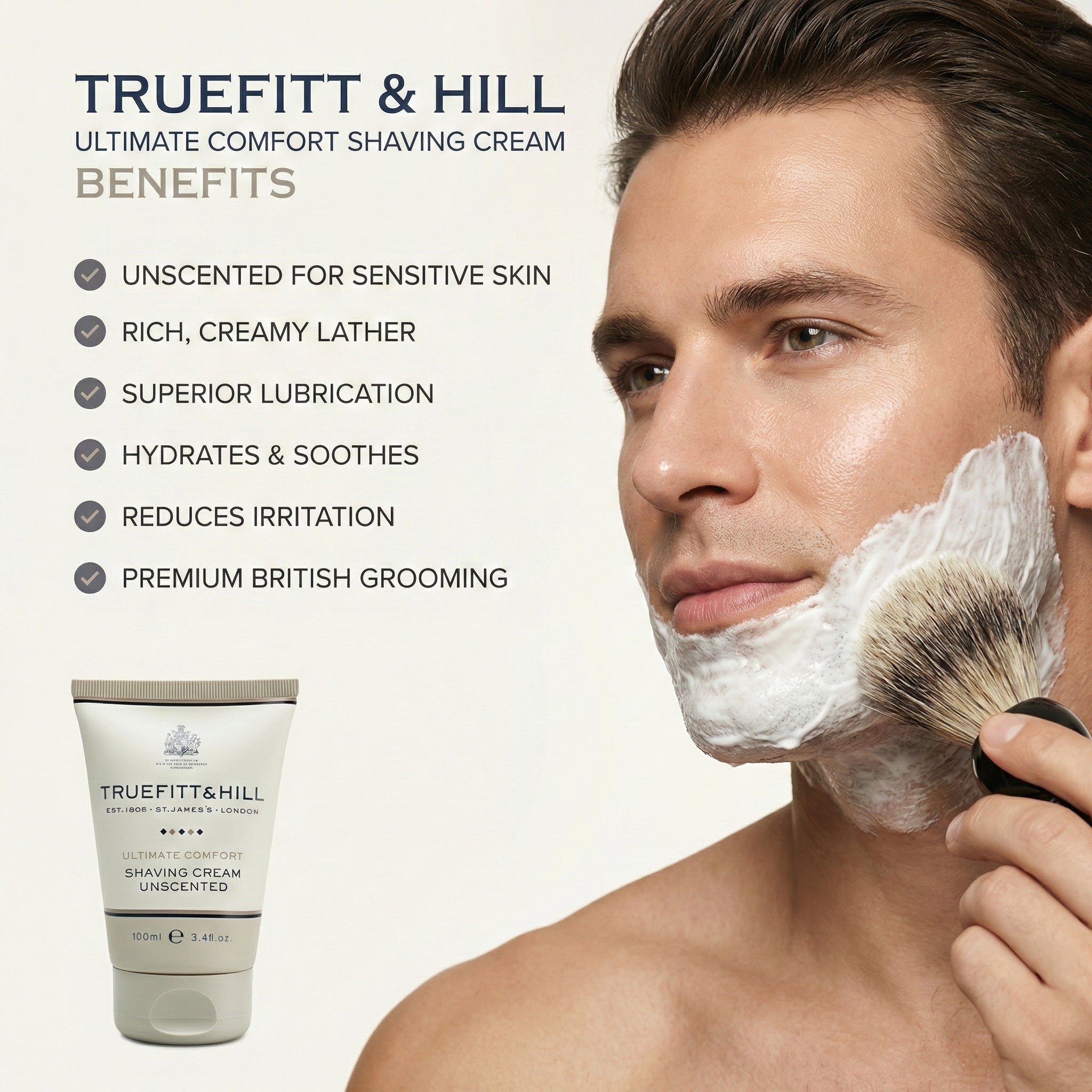 Truefitt & Hill Ultimate Comfort Shaving Cream for Men 100gm - Truefitt & Hill India