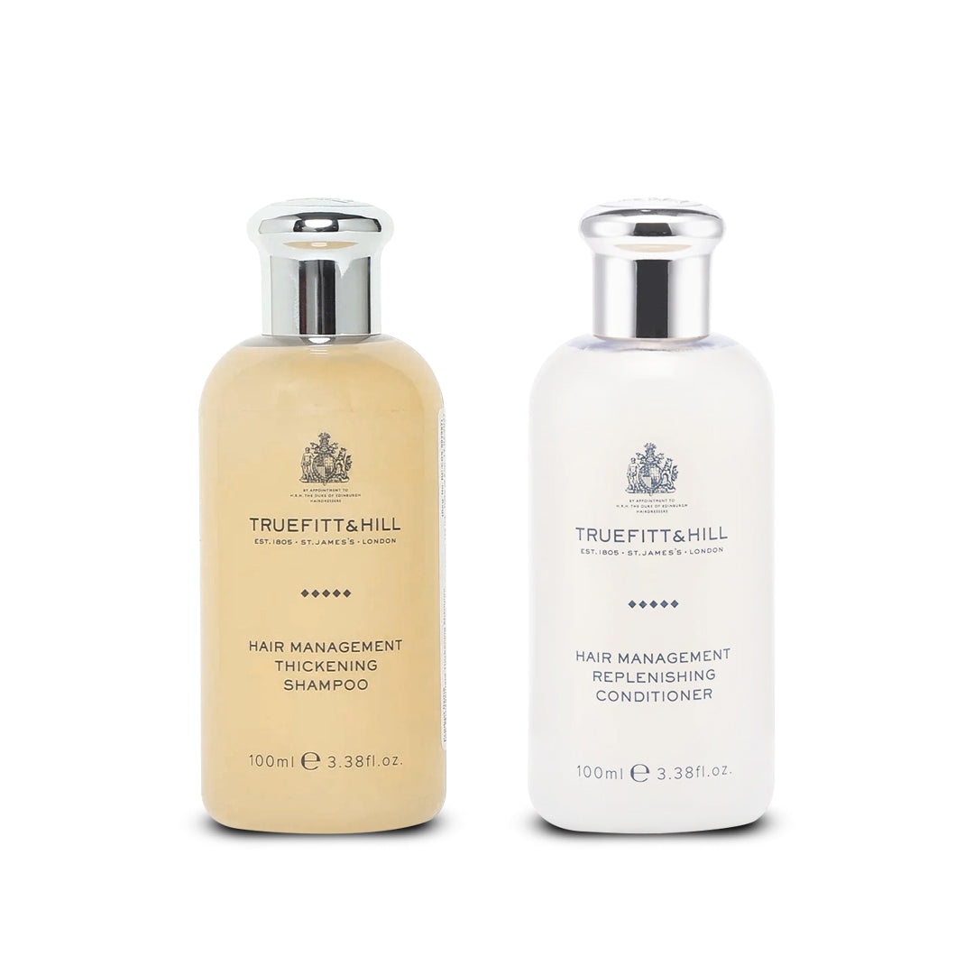 Truefitt & Hill Luxury Hair Care Gift Set | Thickening Shampoo 100 ml & Replenishing Conditioner 1000 ml