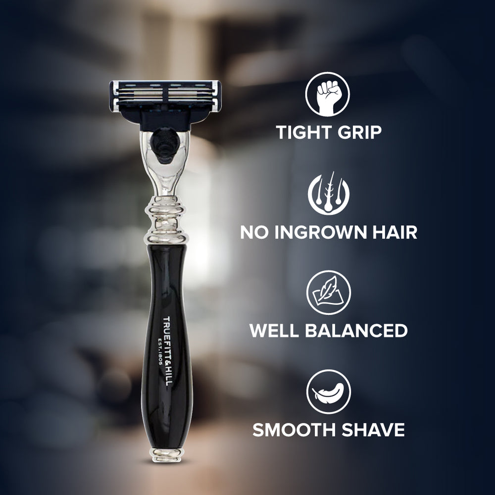 Truefitt & Hill Faux Horn Fusion Shaving Razor Chrome Wellington